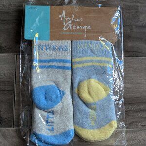Arthur George Baby Socks – Blue & Yellow – 2 Pairs (0–12M)